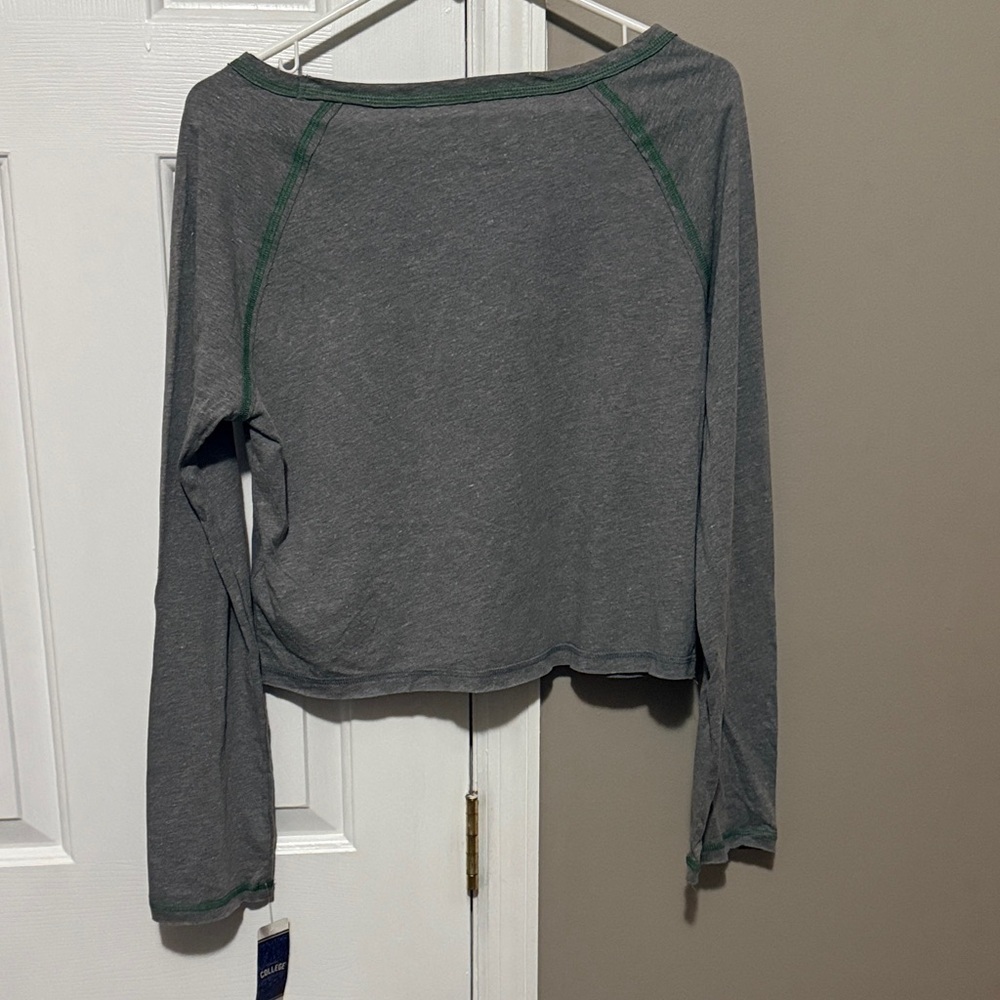 Oregon Women's Gray Long Sleeve Crop Top size L - Picture 2 of 4